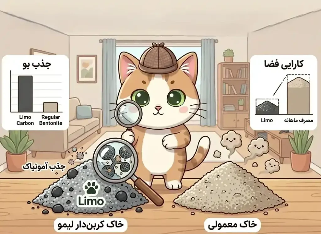 راهنمای خرید خاک گربه برای آپارتمان | بررسی خاک کربن‌دار برند لیمو